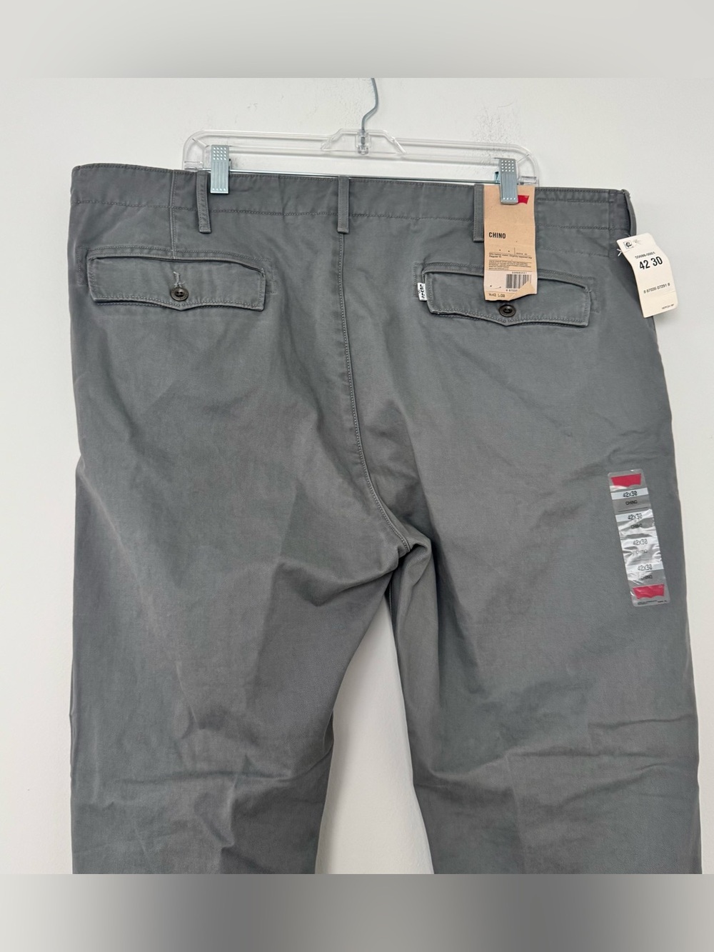 NWT Levi's Chino Pants Mens 42x30 Regular Fit Tapered Leg Olive Gray Flat Front - Picture 5 of 8
